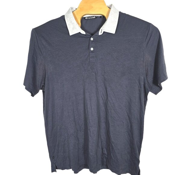 Travis Mathew Short Sleeve Golf  Polo Shirt Size  XXL Men’s Dark Blue / Gray Col - Picture 2 of 6